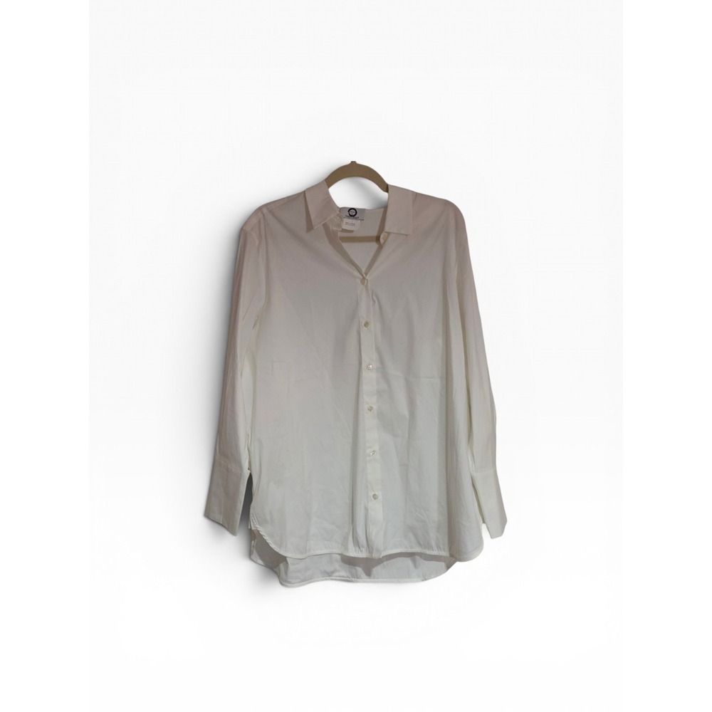 MARINA RINALDI Voyage "FENICE" White Cotton Viscose Blouse Size 12W New $475